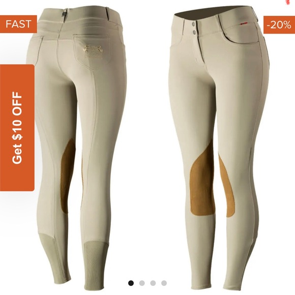 B Vertigo Women's Kimberley Show Knee Patch Breeches - Plaza Taupe Light Brown - Picture 2 of 12